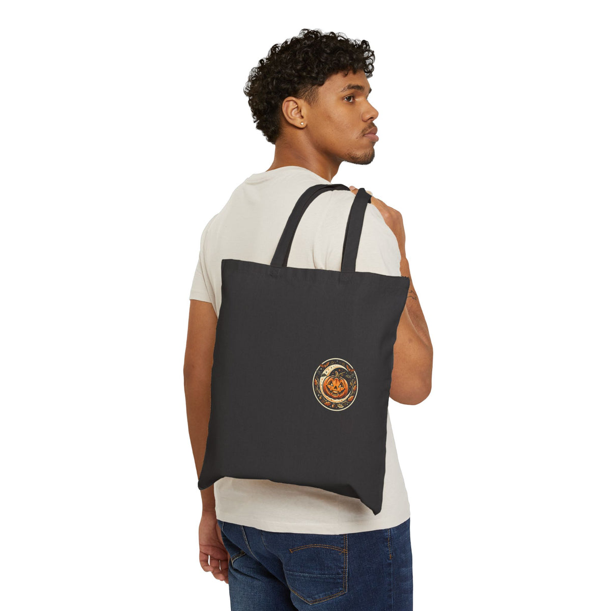 Fall Pumpkin Tote Bag — Cotton Canvas Harvest Grocery Tote